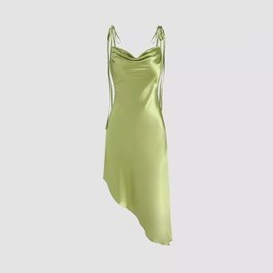 Satin Asymmetrical Hem Dress